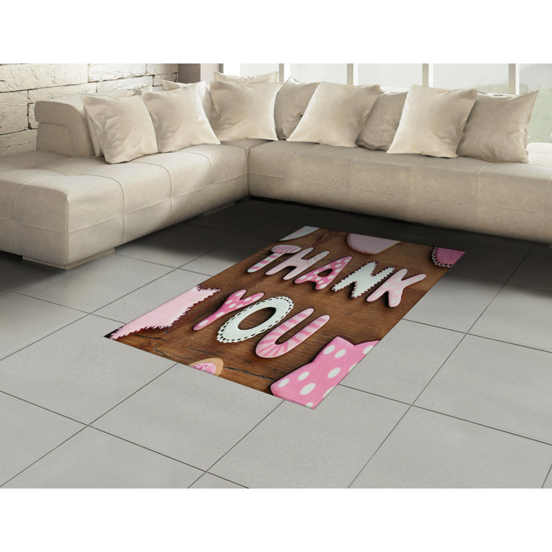 Thank You High Density Long Fiber Poly Threads Decorative Area Rug Carpet, Rectangle 4' x 5'8"