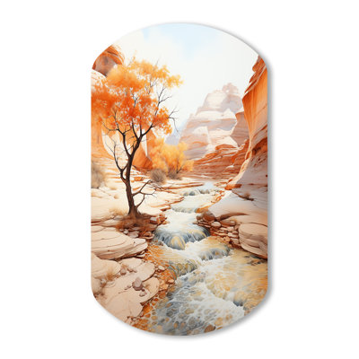 Hael - Asymmetrical Canyon Metal Wall Art, Cylinder Metal Wall Sculpture Print