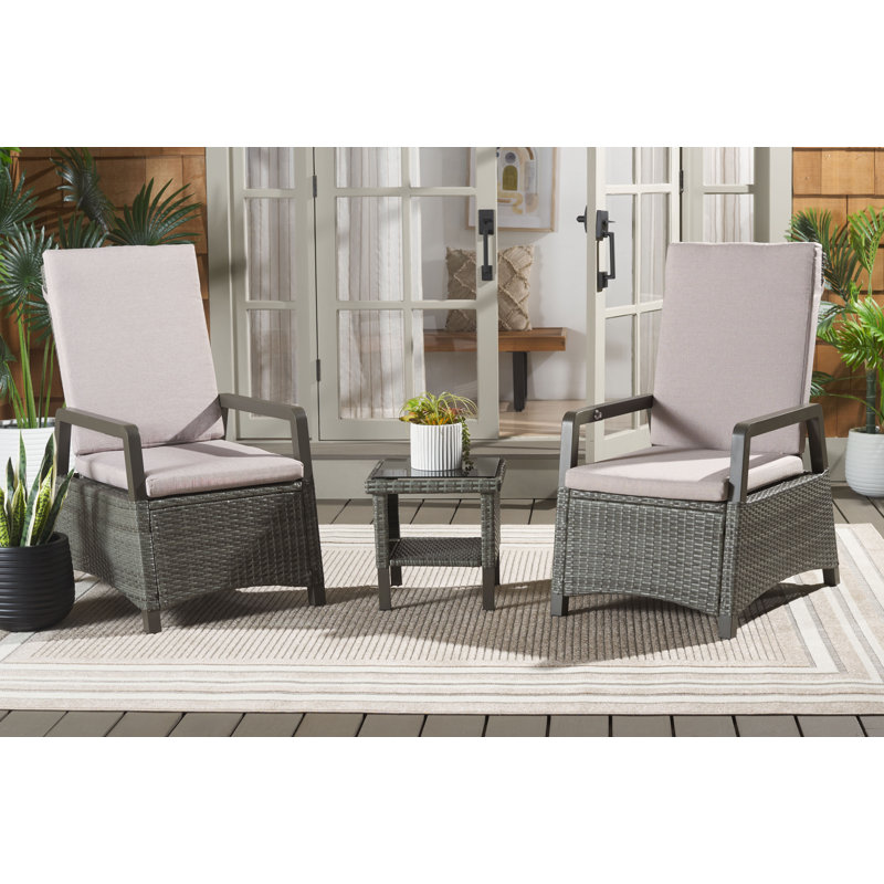 Herman Reclining Chairs and Table Set, Light Gray