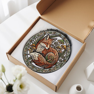Panneau de vitrail en verre coloré Fox H， 12 po