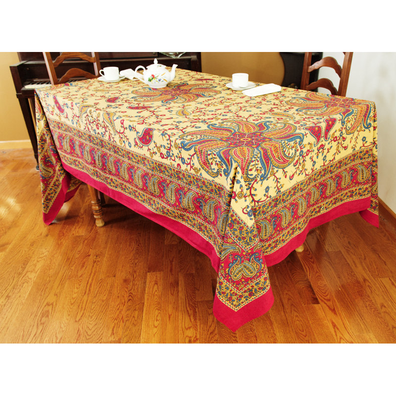 Codyallen Paisley 100% Cotton Tablecloth, Red, 108" x 90"