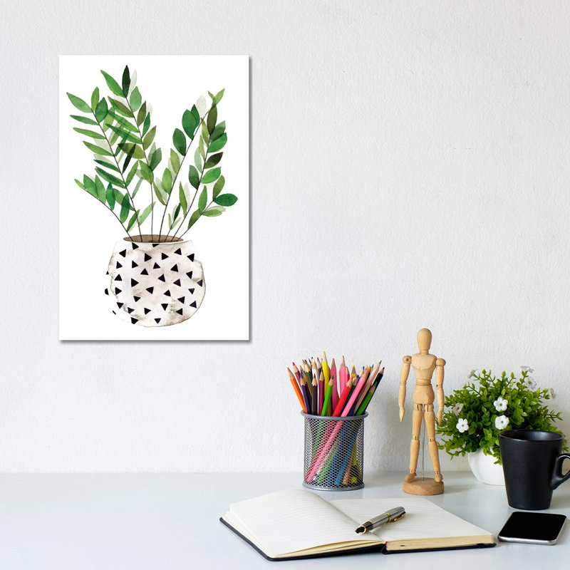 «Plant in a Pot III» par Melissa Wang - peinture sur toile tendue, H 12 po x l 8 po x P 0,75 po