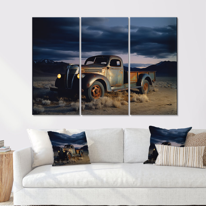 «Truck Charm In Winter» - ensemble d'art mural en toile, H 40 po x l 60 po