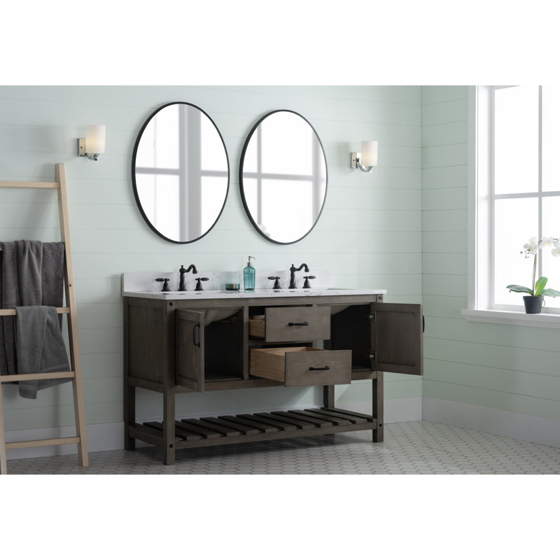 Radstock 54'' Double Bathroom Vanity with Top, Antique Gray