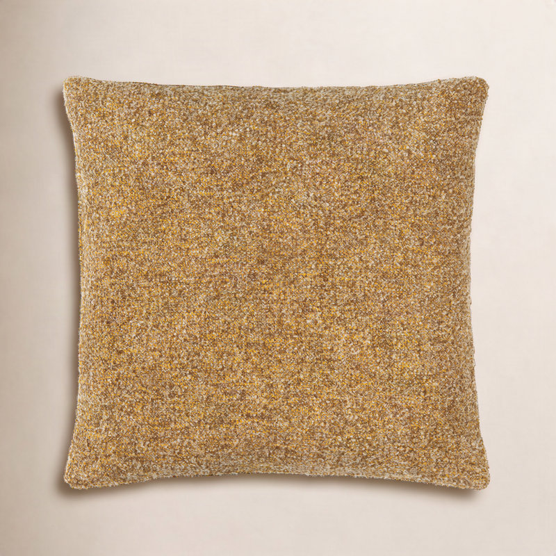 Jeté carré en mélange de coton Bobby, Housse de coussin seulement - sans coussin, 22 po x 22 po, Moutarde