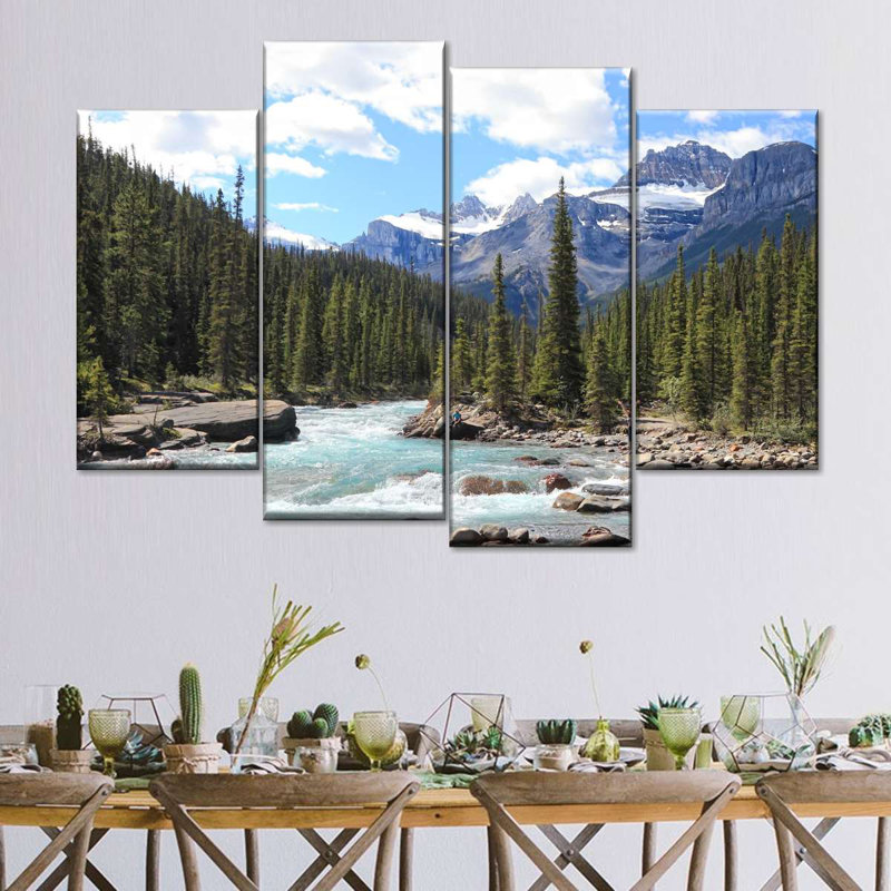 Rocky Mountains River, 4 pièces, H 27 po x l 43 po x P 1,25 po