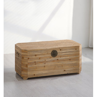 Vintage-Style Distressed Octagonal Solid Wood Storage Stool