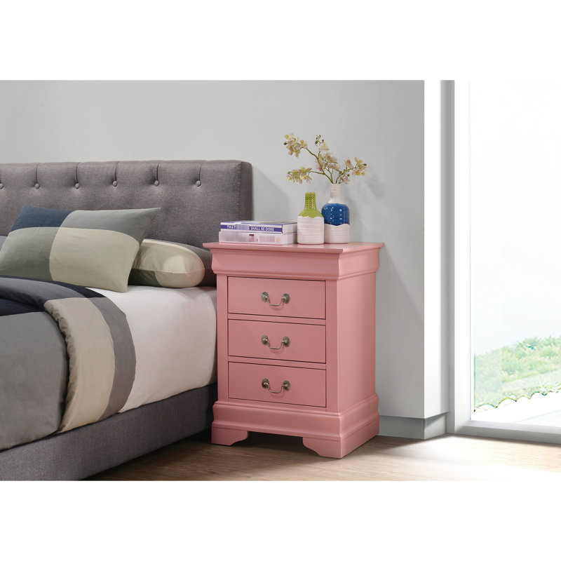 Table de chevet rose élégante pour l'élégance de la chambre à coucher avec un design de panneau de particules durable