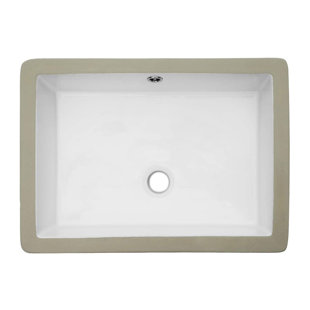 Dcolora 14'' White Ceramic Rectangular Bathroom Sink with Overflow