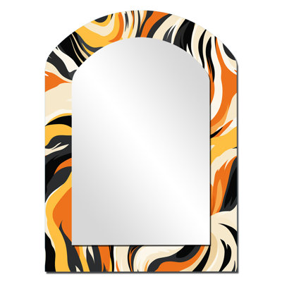 Noir et beige Urban Zebra Fusion - Miroir décoratif en arc à imprimé animalier sur métal