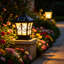 Luminaire de jardin européen noir à énergie solaire intégré et étanche avec support pour pilier et télécommande-3611739