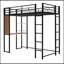 Lit mezzanine simple en métal avec tablettes et bureau, une pièce polyvalente et fonctionnelle pour les chambres d'enfants-1220990168