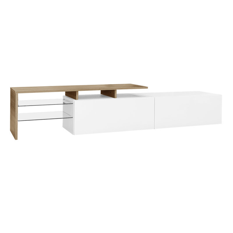 Unfinished TV Stand for TVs up to 75", Brown Wood/White