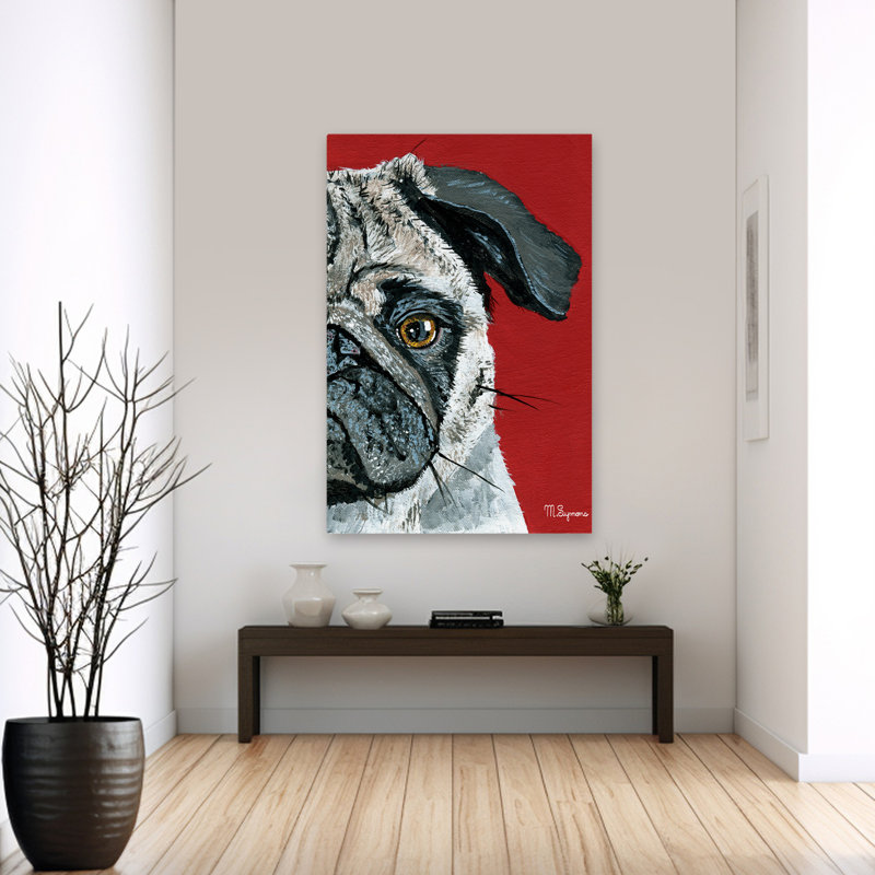 Carlin, art contemporain, chiens, carlin, H 60 po x l 40 po
