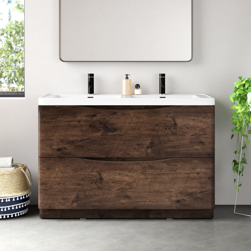 Firkins 48" Double Bathroom Vanity Set, Rosewood