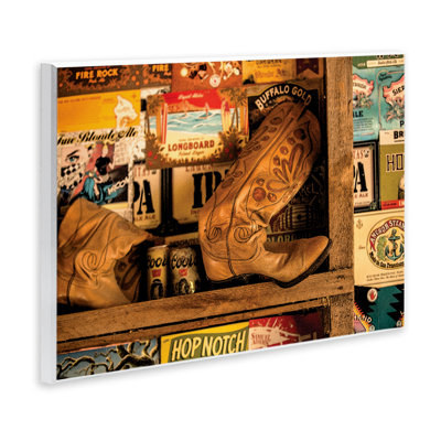 Western Boots on Shelf Wall Plaque Art by JG Studios
