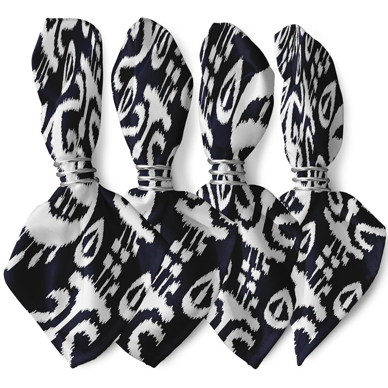Melchior Polyester Geometric Square Napkin, Navy Blue