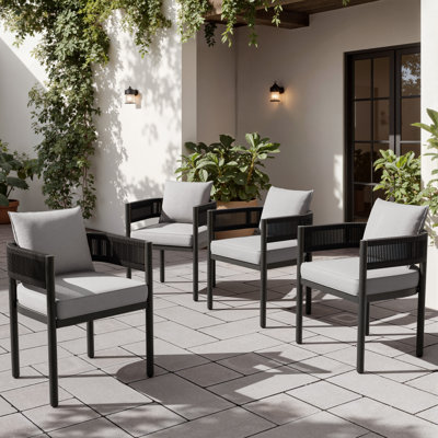 Chaises de salle à manger d'extérieur avec coussins Alessandra