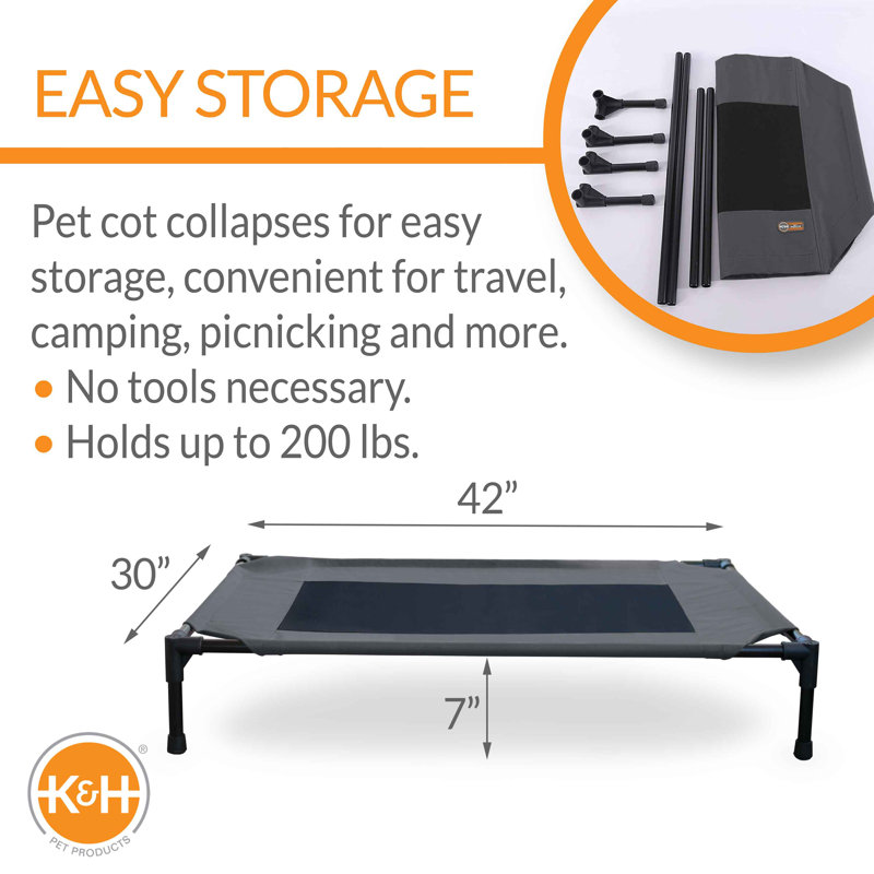 Polyester Pet Bed, Charcoal/Black, Large (42" W x 30" D x 7" H)