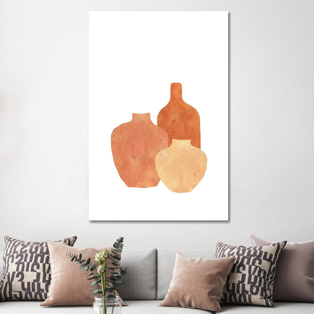 Terracotta Clay Vases by Whales Way - Painting on Canvas