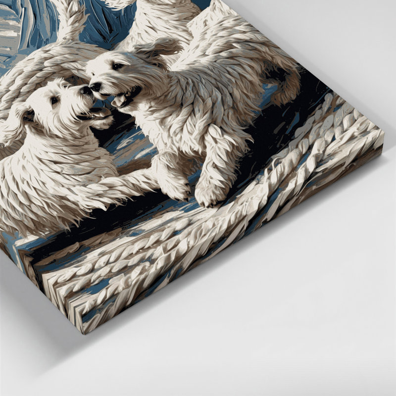 «Dogs Komondor», art mural sur toile grise, H 24 po x l 36 po