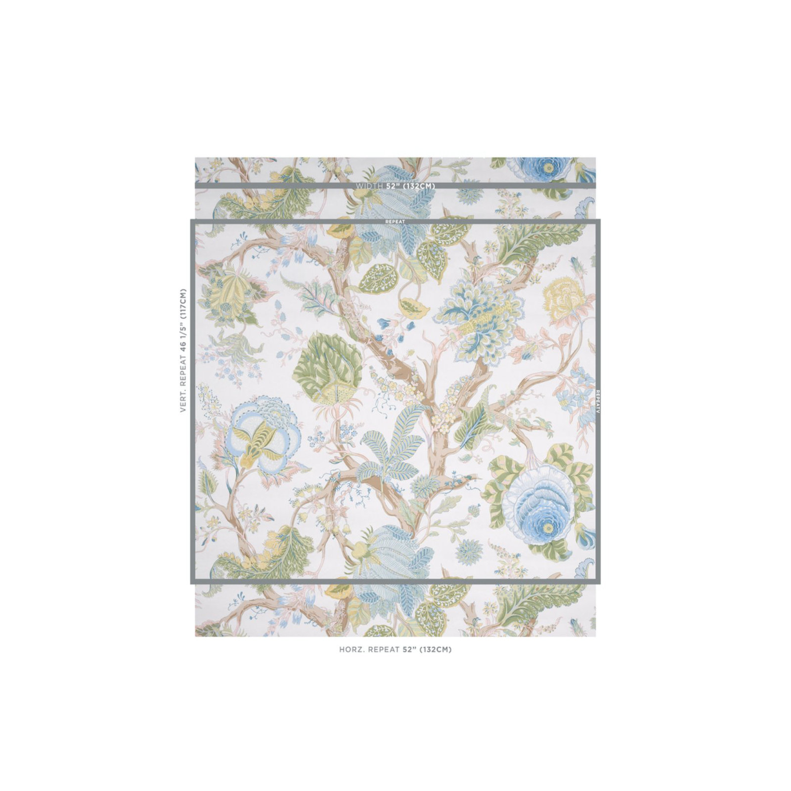 Indian Arbre Wallpaper, Soft Green