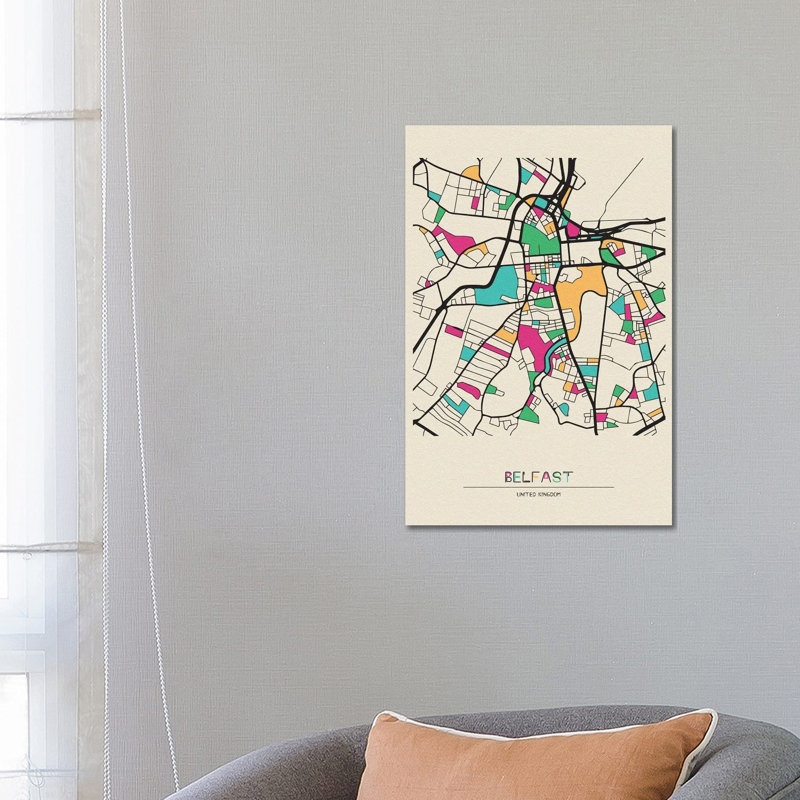 Brasilia, Brazil Map by Ayse Deniz Akerman - Print on Canvas, Wrapped Canvas, 30.48 cm H x  20.32 cm W x 1.91 cm D