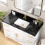 L 54 po x P 22 po avec meuble-lavabo encastré en comptoir et comptoir en céramique noire matte avec comptoir en céramique Dosseret en H et trou de robinet pré-percé simple