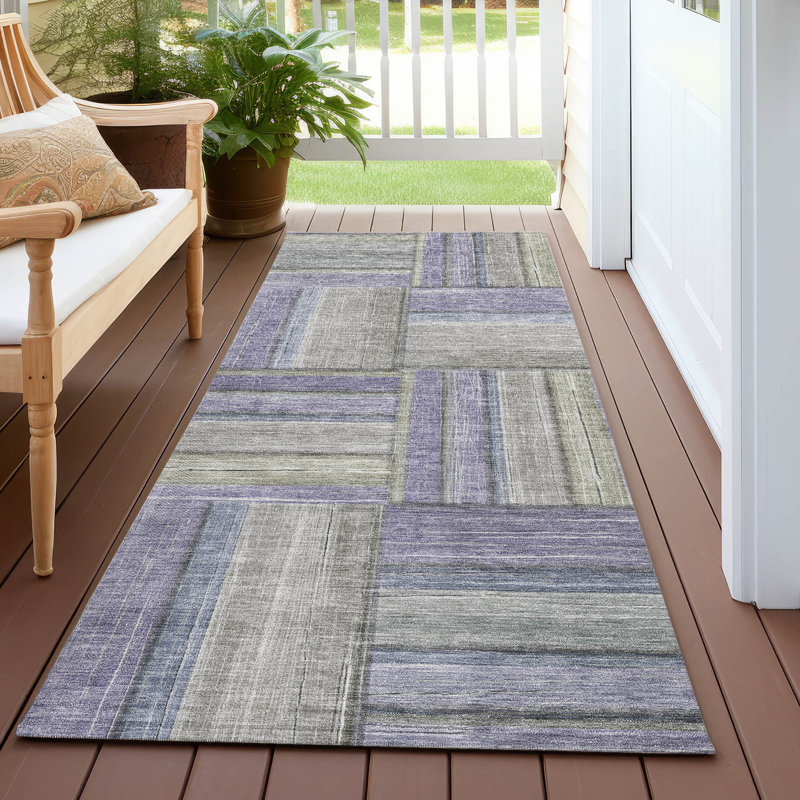 Tapis géométrique intérieur / extérieur lavable à la machine Jeffery ACN2285, Tapis de couloir 2 pi 3 po x 7 pi 6 po