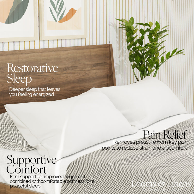 Looms & Linens Sleeping Bed Pillows - Down Alternative & Hypoallergenic, Standard