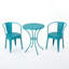 Ensemble de bar extérieur 3 pièces résistant aux intempéries, table ronde à lattes de couleur unie et 2 chaises-1920034761