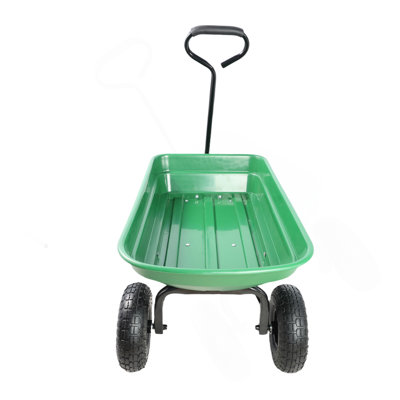 Camion à benne basculante pliante en poly pour voiture avec cadre en acier, 10 pouces. Pneumatique, capacité de 300 lb, corps 55 L, vert