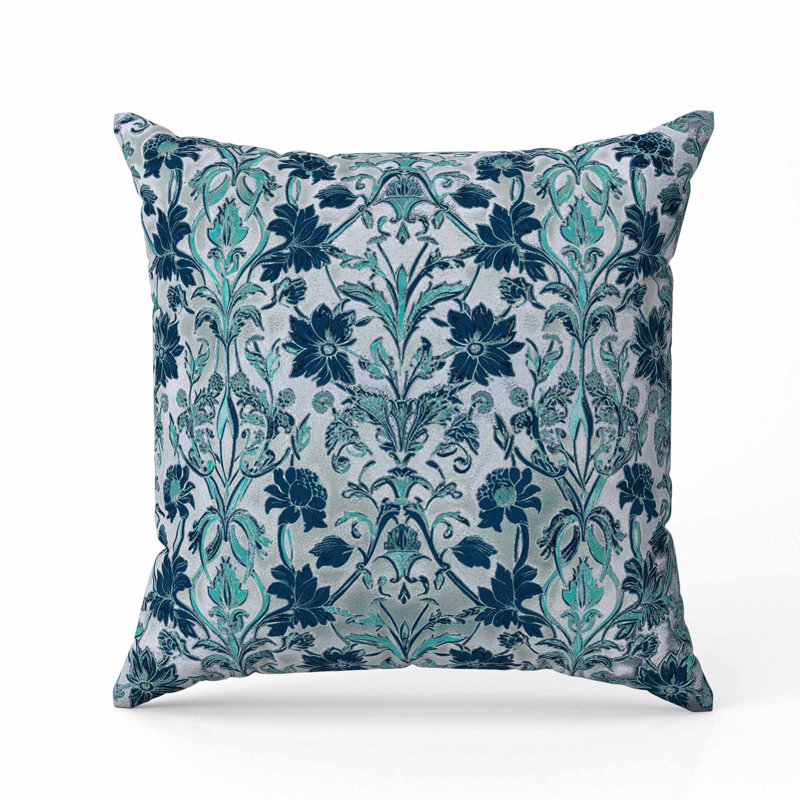 Oreiller en faux suède Oceanic Bloom, Bleu, Carré 26 po