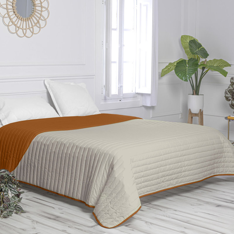 Seline Cotton Solid Colour Bedspread, 180 x 260 cm Bedspread, Terracotta