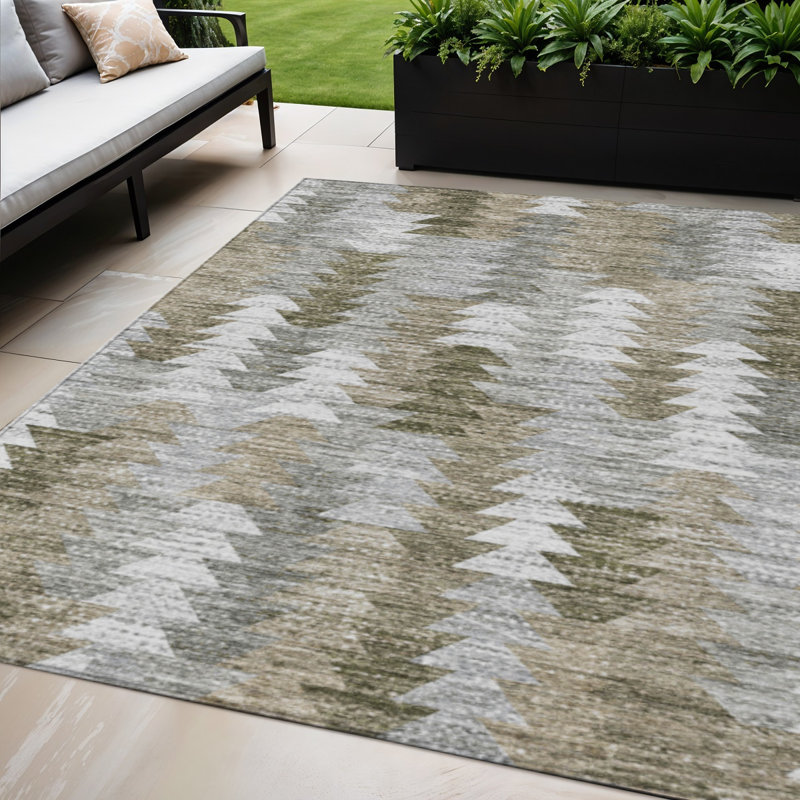 Tapis d'intérieur lavable géométrique beige 5 pi x 8 pi