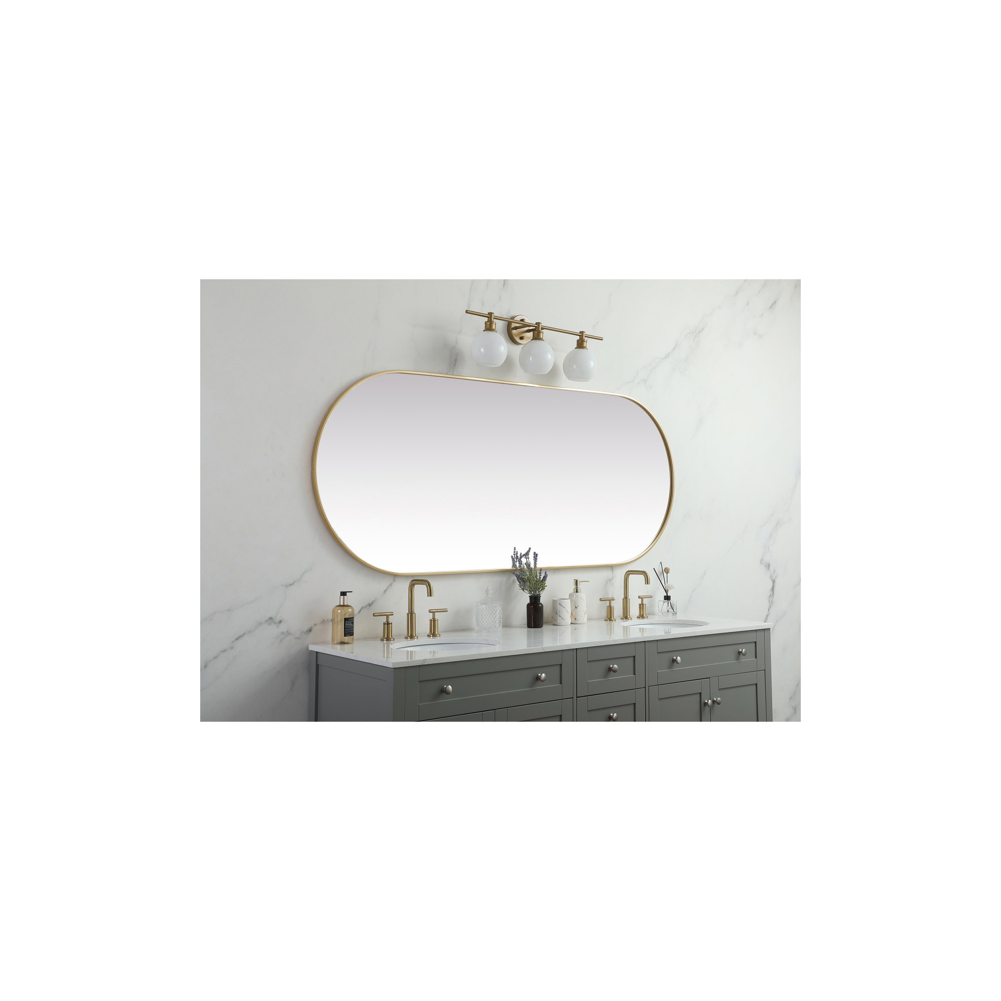 Elington Metal Oval Mirror, 72"  x 30" , Brass