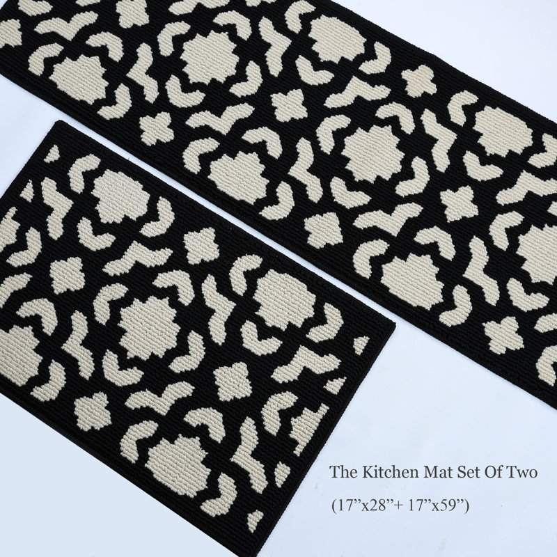 Kitchen Mats 2 - Piece Non Slip,Absorbent Dirt-Resistant Machine Washable Rug for Laundry,Entry, Rectangle 43.2cm x 149.9cm