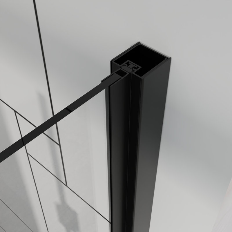 Porte de douche pivotante sans cadre avec conception pliante 32 po x 72 po, Noir