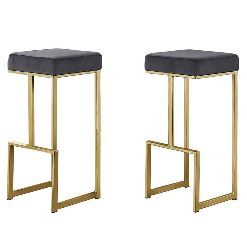 Ensemble de 2 tabourets de bar 31 "avec base et tabouret de comptoir sans dossier pour cuisine, salle à manger 31", Gris