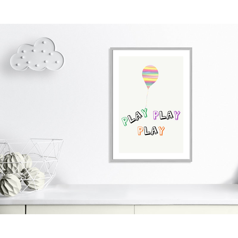 Play Play Play, impression sur papier, H 34,5 po x l 24,5 po x P 1,18 po, Encadré de boîte argent
