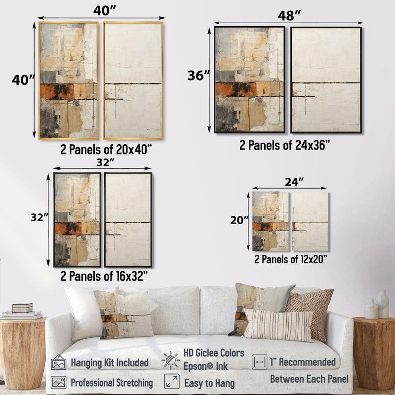Abstrait beige brun, collage de route III - art mural beige, 40" H x 40" W, Impression encadrée flottante, White