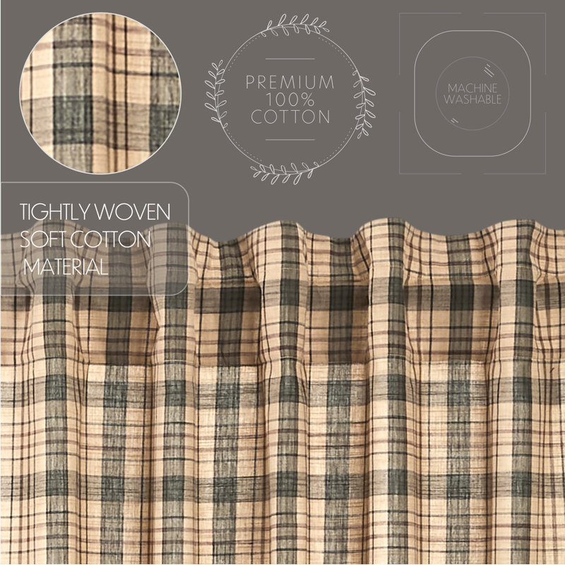 Cider Mill Plaid Cotton Valance in Khaki and Forest Green