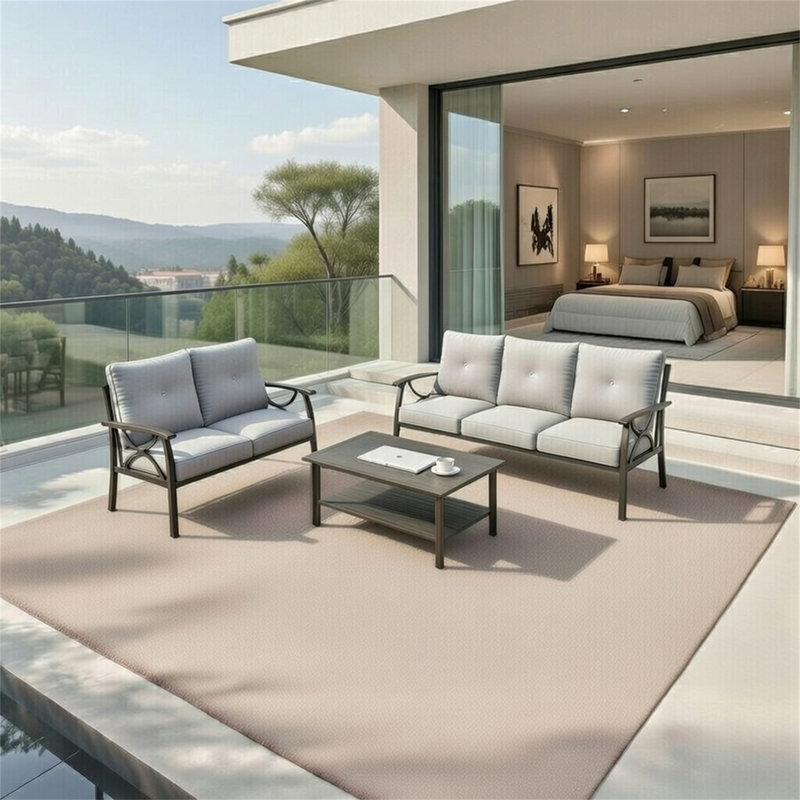 3-Piece Metal Patio Furniture Set, Gray