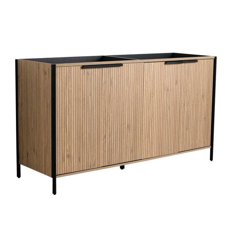 Meuble-lavabo 60 po Coffee - Solution de rangement spacieuse pour café autoportant, surface facile à entretenir, 60"