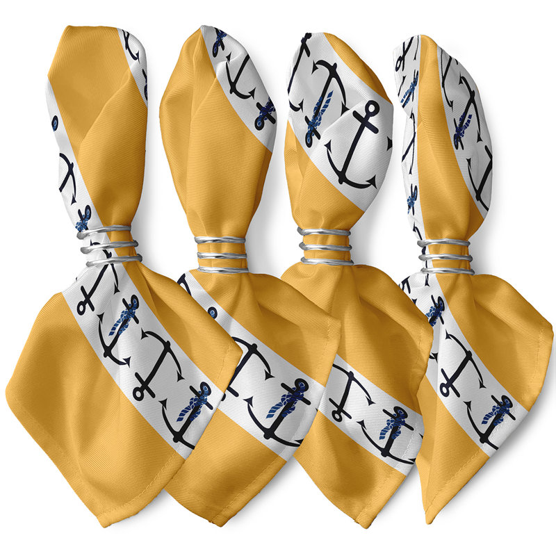 Hancock Polyester Nautical Square Napkin, Yellow