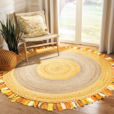 Knowles Hand Woven Cotton/Jute Rug in Gold/Natural