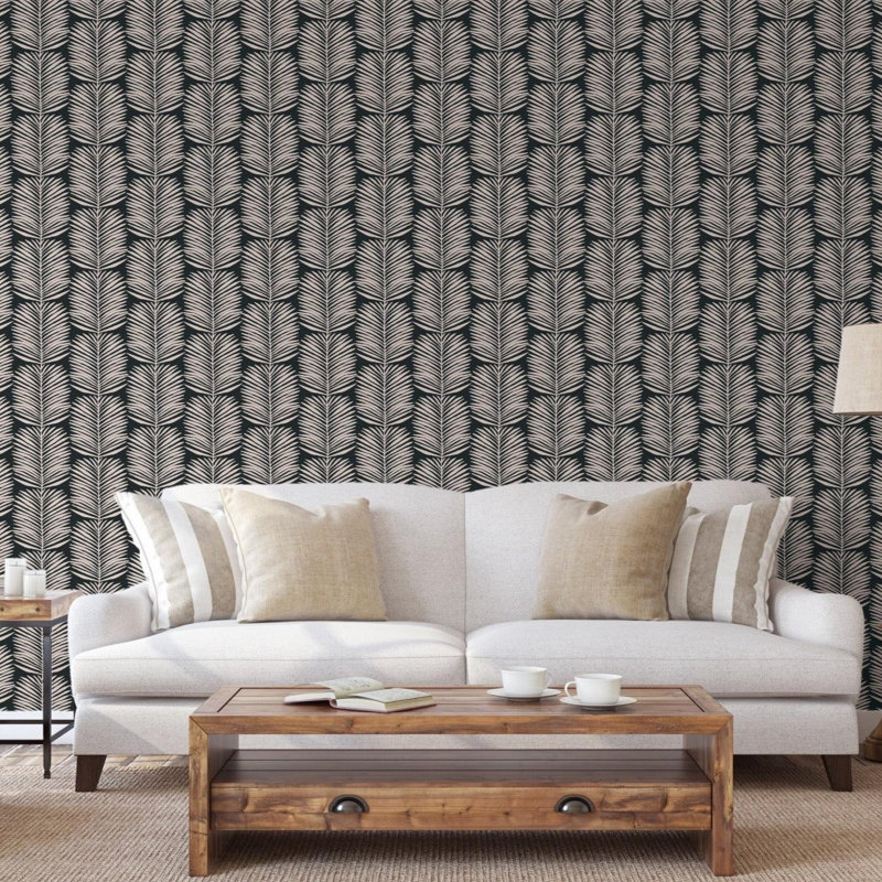 Organic Betty Palms 10' L x 24" W Wallpaper Roll, Camel, Peel & Stick