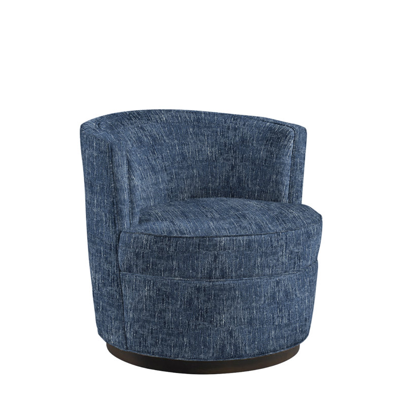 Devlan 31" Wide Linen Swivel Barrel Chair, Castine Slate