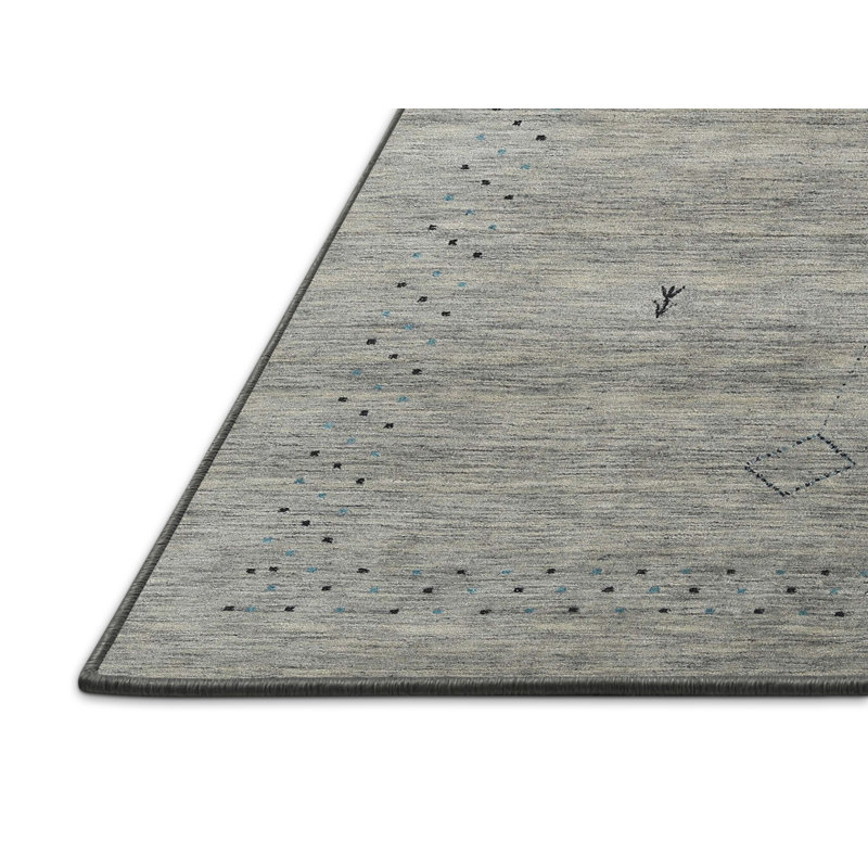 Tapis gris/argenté contemporaine, Rectangle 2 pi x 3 pi