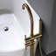 Robinet de baignoire à fixation au sol en or brossé avec poignée à main, robinet en céramique, robinet de douche à conception classique 1 trou, antique-121626778